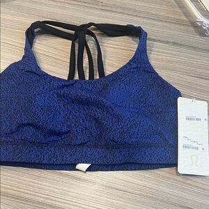 lululemon athletica Black and Blue Patterned Sports Bra